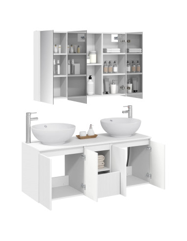 Set di Armadi da Bagno 4 pcs Bianco Legno ingegnerizzato