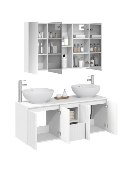 Set di Armadi da Bagno 4 pcs Bianco Legno ingegnerizzato
