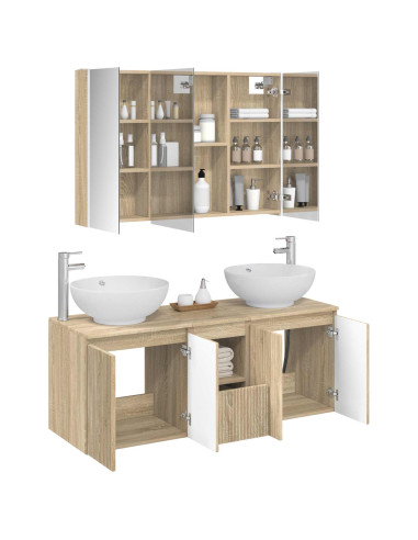 Set di Armadi da Bagno 4 pcs Rovere Sonoma Legno ingegnerizzato