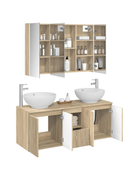 Set di Armadi da Bagno 4 pcs Rovere Sonoma Legno ingegnerizzato