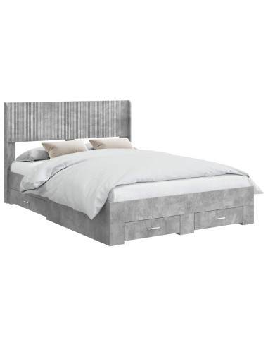 Struttura del letto con stoccaggio e testata Grigio Cemento