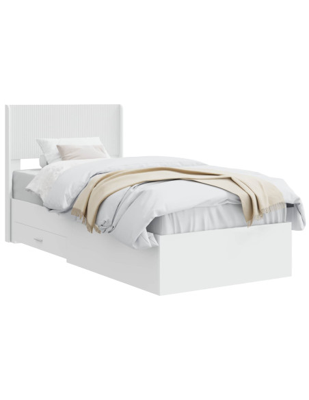 Struttura del letto con stoccaggio e testata Bianco 90 x 190 cm