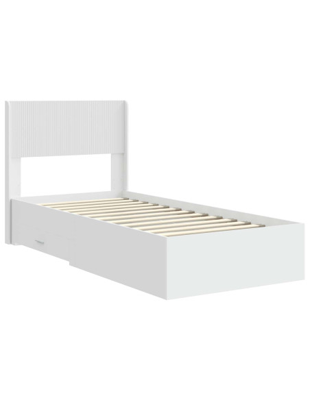 Struttura del letto con stoccaggio e testata Bianco 90 x 190 cm