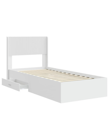 Struttura del letto con stoccaggio e testata Bianco 90 x 190 cm