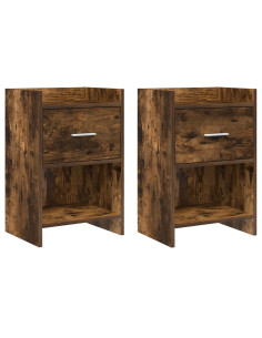 Comodini 2 pcs Rovere Fumo 40 x 30 x 60 cm Legno ingegnerizzato