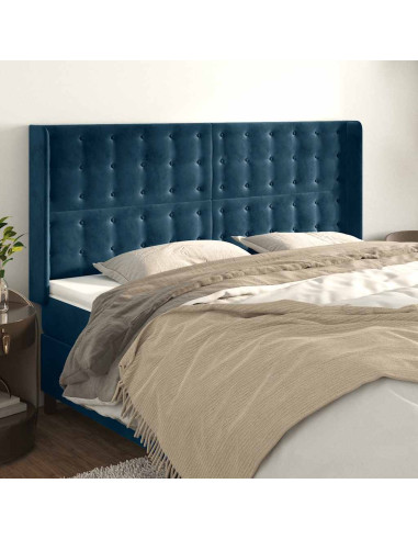 Testiera ad Orecchio Blu Scuro 203x23x118/128 cm in Velluto