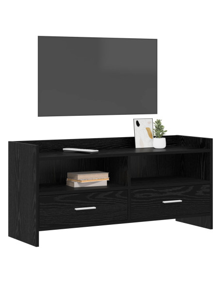 Mobile TV 100 x 33 x 47 cm Rovere Nero Legno ingegnerizzato