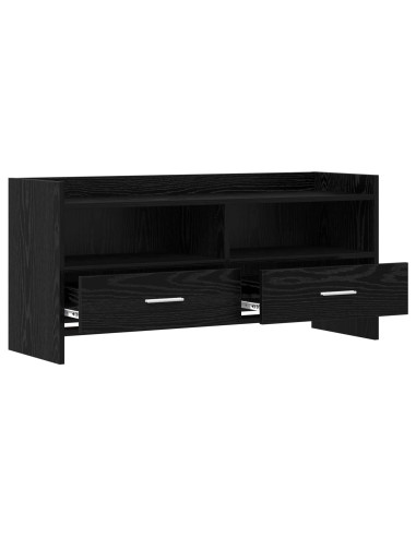 Mobile TV 100 x 33 x 47 cm Rovere Nero Legno ingegnerizzato
