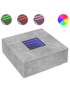 Tavolino Salotto con LED Infinity Grigio Cemento 100x100x40 cm 2