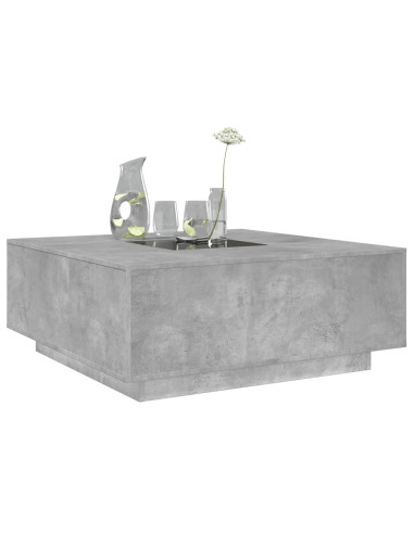 Tavolino Salotto con LED Infinity Grigio Cemento 100x100x40 cm