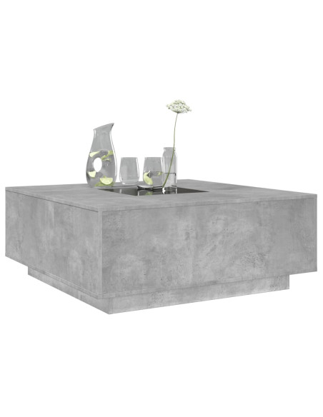 Tavolino Salotto con LED Infinity Grigio Cemento 100x100x40 cm