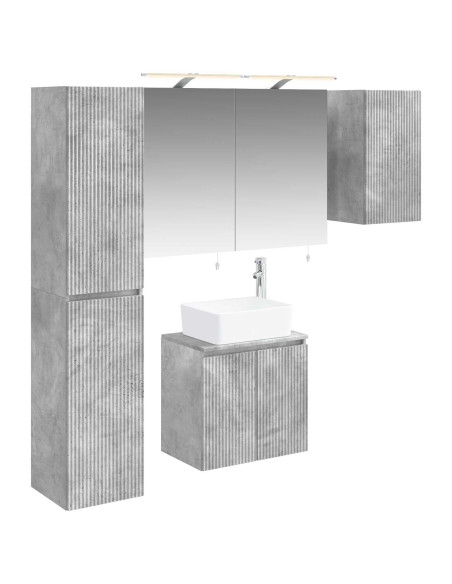 Set di Armadi da Bagno 5 pcs Grigio Cemento 50 x 14,5 x 70 cm