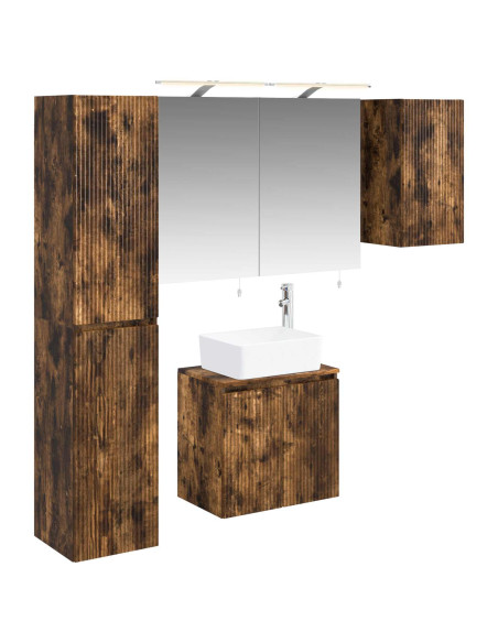 Set di Armadi da Bagno 5 pcs Rovere Fumo 50 x 14,5 x 70 cm