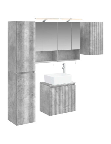 Set di Armadi da Bagno 5 pcs Grigio Cemento 50 x 14,5 x 70 cm