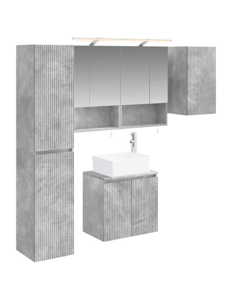 Set di Armadi da Bagno 5 pcs Grigio Cemento 50 x 14,5 x 70 cm