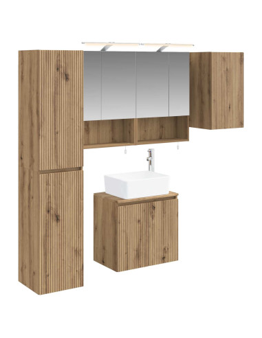 Set di Armadi da Bagno 5 pcs Rovere Artigianale