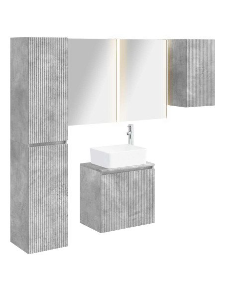 Set di Armadi da Bagno 5 pcs Grigio Cemento 53 x 15,5 x 70 cm