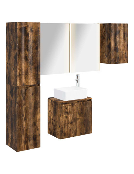 Set di Armadi da Bagno 5 pcs Rovere Fumo 53 x 15,5 x 70 cm