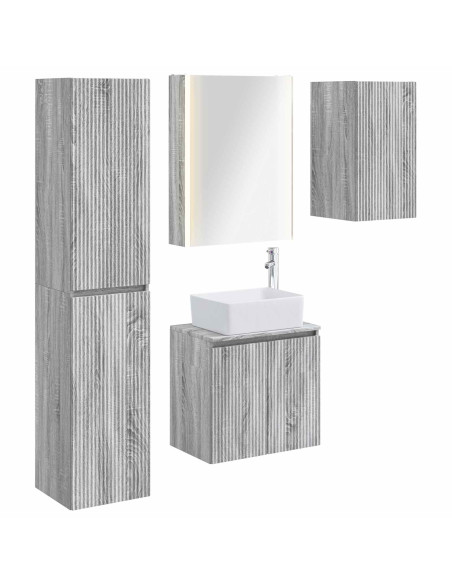 Set di Armadi da Bagno 5 pcs Sonoma grigio 53 x 15,5 x 70 cm