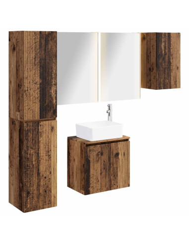 Set di Armadi da Bagno 5 pcs Legno antico 53 x 15,5 x 70 cm