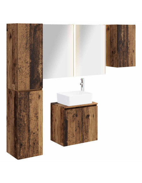 Set di Armadi da Bagno 5 pcs Legno antico 53 x 15,5 x 70 cm