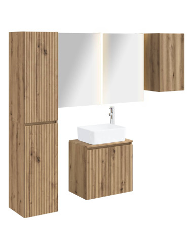 Set di Armadi da Bagno 5 pcs Rovere Artigianale