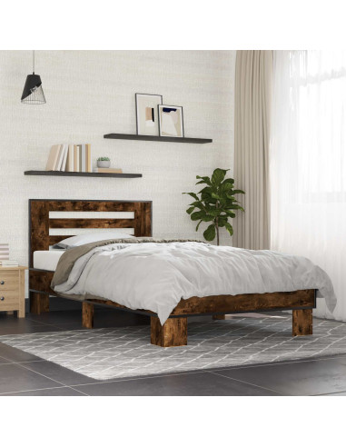 Struttura letto con testata Rovere Fumo 80 x 200 cm