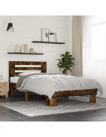 Struttura letto con testata Rovere Fumo 80 x 200 cm