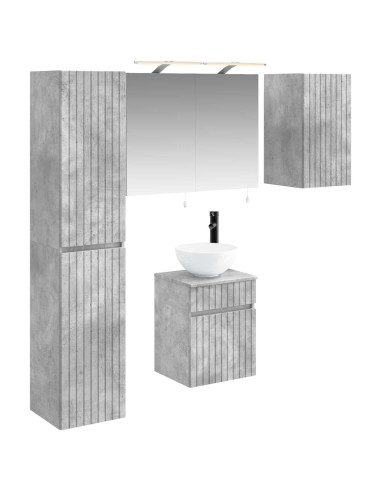 Set di Armadi da Bagno 5 pcs Grigio Cemento 40 x 10,5 x 60,5 cm