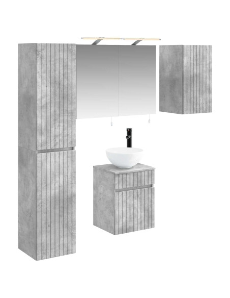 Set di Armadi da Bagno 5 pcs Grigio Cemento 40 x 10,5 x 60,5 cm