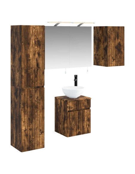 Set di Armadi da Bagno 5 pcs Rovere Fumo 40 x 10,5 x 60,5 cm