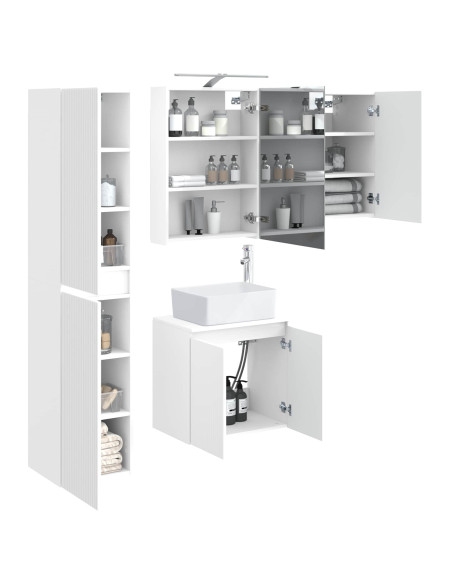 Set di Armadi da Bagno 5 pcs Bianco 50 x 14,5 x 70 cm