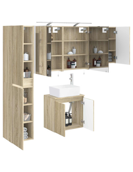 Set di Armadi da Bagno 5 pcs Rovere Sonoma 50 x 14,5 x 70 cm