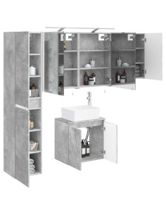 Set di Armadi da Bagno 5 pcs Grigio Cemento 50 x 14,5 x 70 cm 2