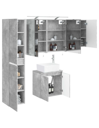 Set di Armadi da Bagno 5 pcs Grigio Cemento 50 x 14,5 x 70 cm