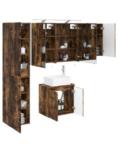 Set di Armadi da Bagno 5 pcs Rovere Fumo 50 x 14,5 x 70 cm 2
