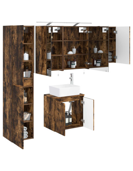 Set di Armadi da Bagno 5 pcs Rovere Fumo 50 x 14,5 x 70 cm