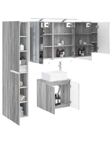 Set di Armadi da Bagno 5 pcs Sonoma grigio 50 x 14,5 x 70 cm