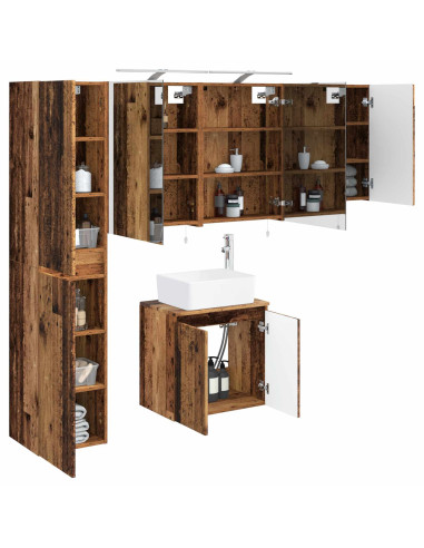 Set di Armadi da Bagno 5 pcs Legno antico 50 x 14,5 x 70 cm