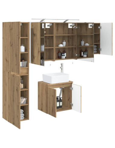 Set di Armadi da Bagno 5 pcs Rovere Artigianale