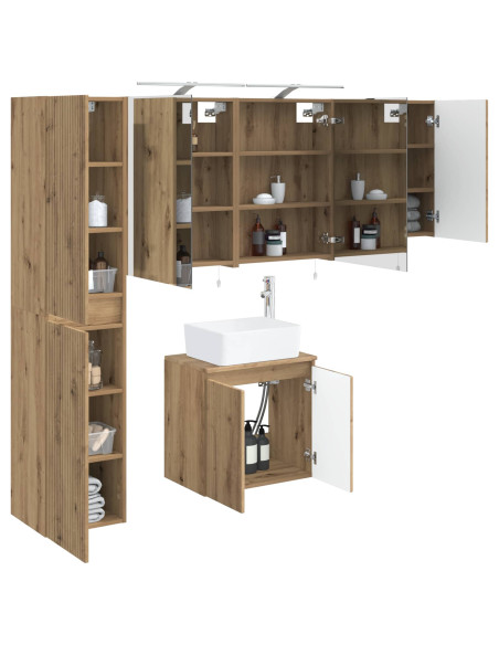 Set di Armadi da Bagno 5 pcs Rovere Artigianale