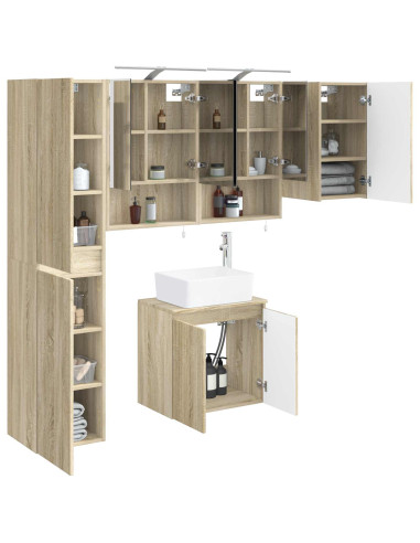 Set di Armadi da Bagno 5 pcs Rovere Sonoma 50 x 14,5 x 70 cm
