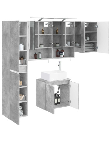 Set di Armadi da Bagno 5 pcs Grigio Cemento 50 x 14,5 x 70 cm