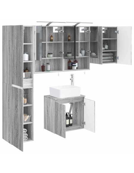 Set di Armadi da Bagno 5 pcs Sonoma grigio 50 x 14,5 x 70 cm
