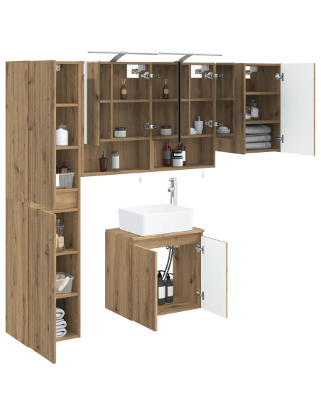 Set di Armadi da Bagno 5 pcs Rovere Artigianale
