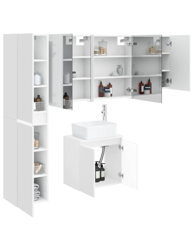 Set di Armadi da Bagno 5 pcs Bianco 53 x 15,5 x 70 cm