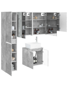 Set di Armadi da Bagno 5 pcs Grigio Cemento 53 x 15,5 x 70 cm 2