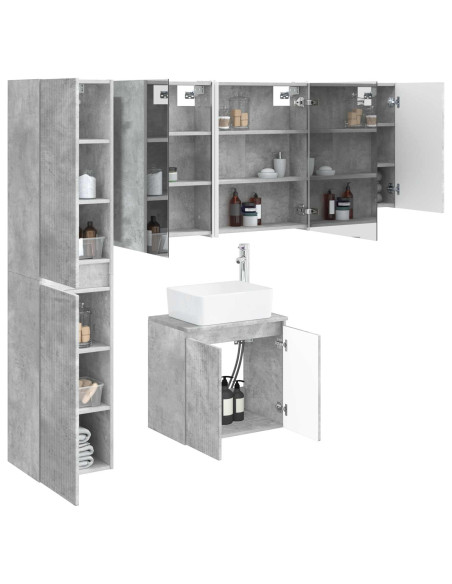 Set di Armadi da Bagno 5 pcs Grigio Cemento 53 x 15,5 x 70 cm