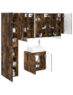 Set di Armadi da Bagno 5 pcs Rovere Fumo 53 x 15,5 x 70 cm 2