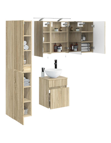 Set di Armadi da Bagno 5 pcs Rovere Sonoma 40 x 10,5 x 60,5 cm